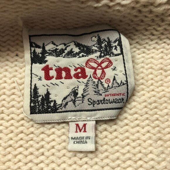 Aritzia TNA 100% Lambs Wool Sea To Sky Zip Up Knitted Cardigan Sweater Medium - Picture 4 of 11